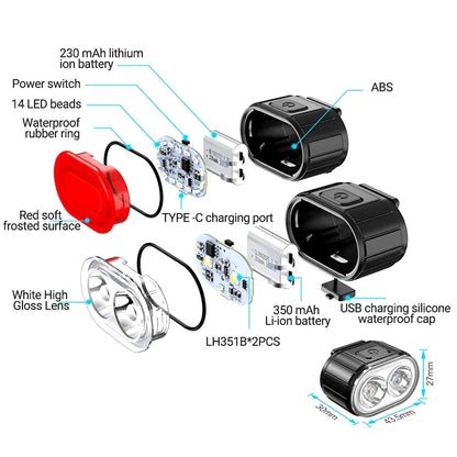 USB Rechargeable Bicycle Lights Bike Safety Warning Lamp Outdoor Waterproof Cycling Flashlight For Mountain And Road Bikes
