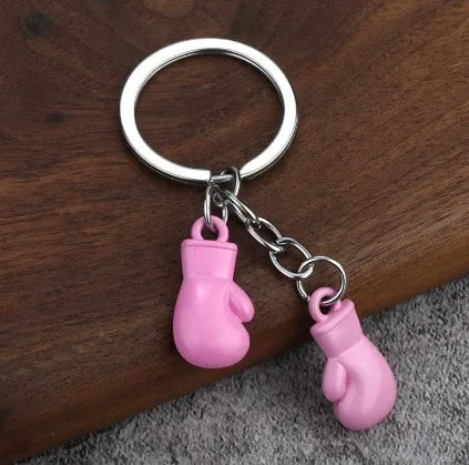 Boxing gloves keychain, Bojue gym membership event, gift giveaway, simulated fitness equipment keychain