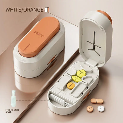 New Quartering Pill Cutter Storage Box Portable Drug Tablet Medicine Dustproof Divider Organizer Crusher 1/2 1/4Pill Cutter