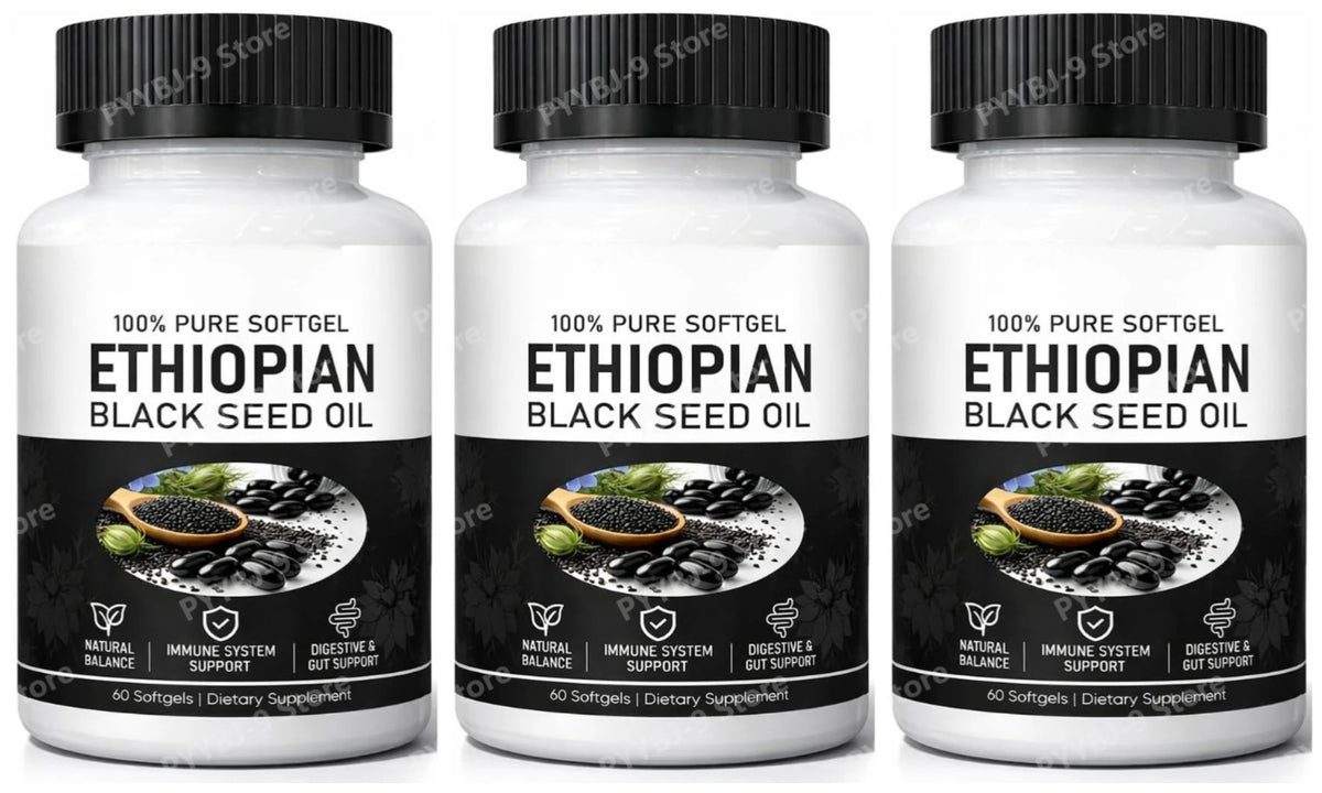 Ethiopian Black Seed Oil Softgels 800mg Cold Pressed Herbal Extract Capsules Daily Wellness Balance Support Non GMO 60 Count