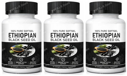 Ethiopian Black Seed Oil Softgels 800mg Cold Pressed Herbal Extract Capsules Daily Wellness Balance Support Non GMO 60 Count