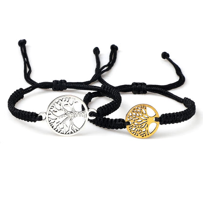 Lucky Red String Braid Bracelets Classic Retro Alloy The Tree of Life Handmade Men Women Kid Wristband Yoga Jewelry Gift Bangles