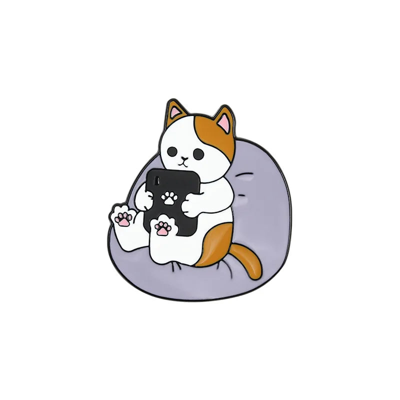 Funny Cats Enamel Pin Custom Cat Egg Bike Dumbbells Sports Brooches Bag Lapel Pin Cartoon Badge Jewelry for Kids Friends