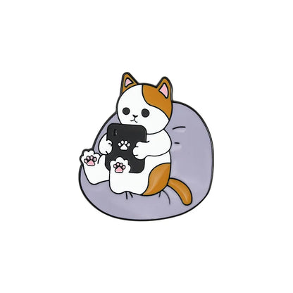 Funny Cats Enamel Pin Custom Cat Egg Bike Dumbbells Sports Brooches Bag Lapel Pin Cartoon Badge Jewelry for Kids Friends