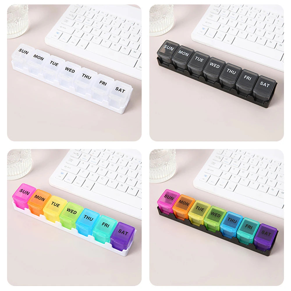 1PCS Small Pill Organizer 7 Day Pill Box 1 Time a Day, Travel Friendly Day Night Vitamin Organizer, Weekly Pill Case Container