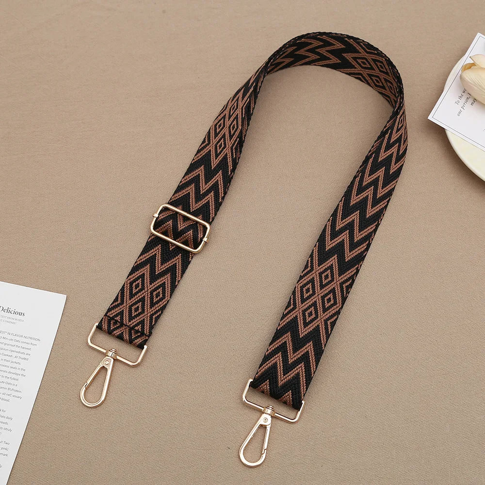 1 Piece 1.50inch Wide Adjustable Handbag Purse Strap Replacement Crossbody Shoulder Strap Geometry Pattern Jacquarded Strap