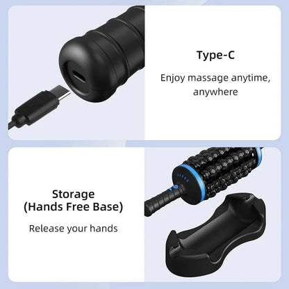 Electric Roller Massage Stick Deep Tissue Muscle Fascia Relaxation Massager Cordless Rechargeable Fitness Exercise Pain Relief