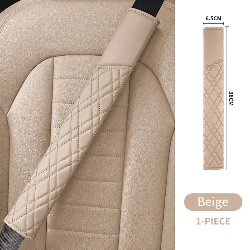 Car Seat Belt Pads Universal Nappa Leather Car Seat Shoulder Strap Pad Cushion Cover Car Belt Protector Safety Belt Cover