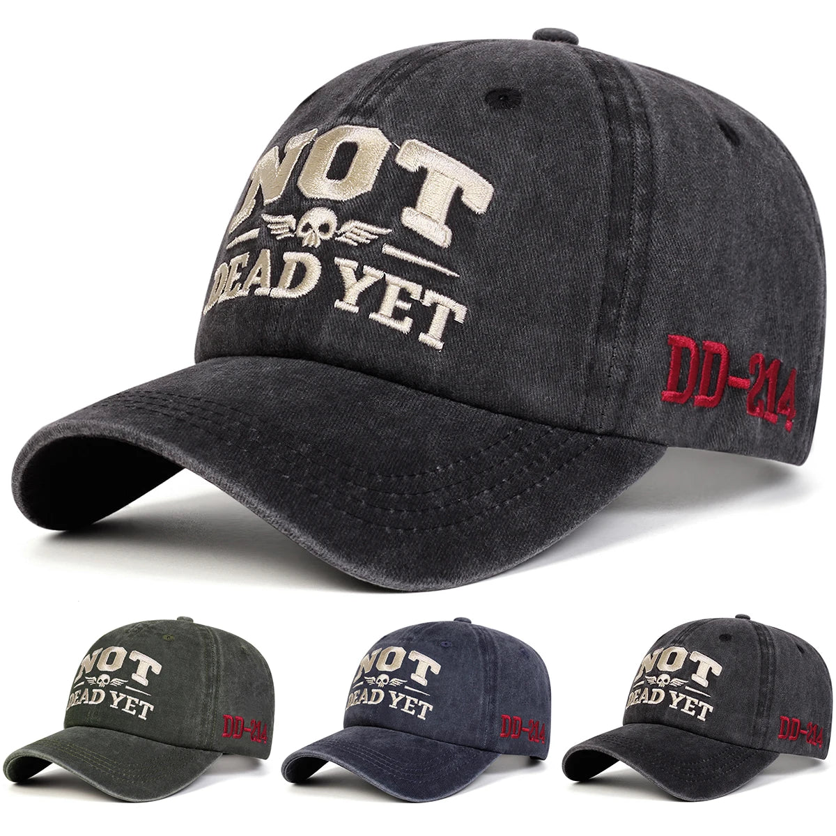 Unisex NOT DEAD YET Embroidery Wash Baseball Caps Spring Autumn Outdoor Adjustable Casual Hats Sunscreen Hat Sports Cap