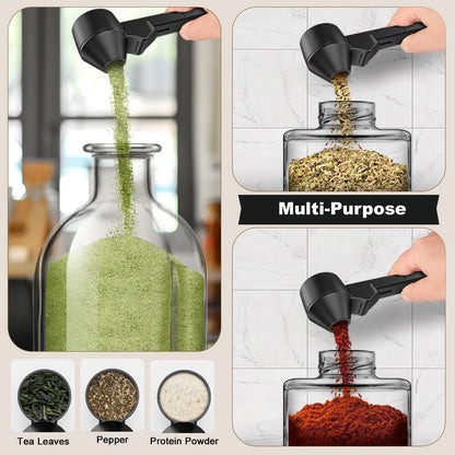 3PCS Creative Coffee Scoop With Funnel Coffee Sliding Spoon Long Handle Large Capacity Protein Powder Leakproof Measuring Spoon
