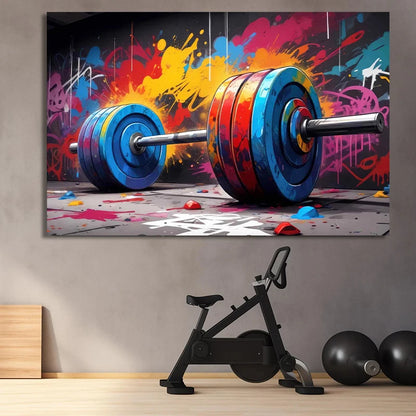 Graffiti Barbell Girl with Dumbbells Canvas Painting Print Sport  Bodybuilding Motivational Poster Wall Art Fitness Gym Decor