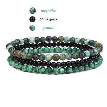 3pcs/Set Natural Stone Beaded Bracelet 4mm Lapis Lazuli Agat Bead Bracelets Couple Yoga Mini Bracelet for Men Women Jewelry Gift