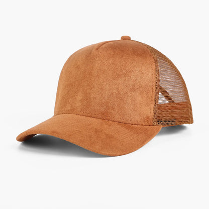 Outdoor 5 panel Suede Trucker Hat Custom Logo Breathable Mesh Solid Color Gorros Sports Cap