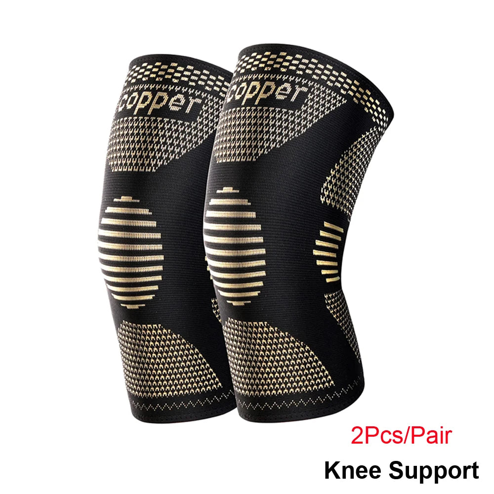 1Pair Copper Knee Brace, Compression Sleeves Support for Men & Women - Knee Pads for Running, Meniscus Tear, ACL, Arthritis