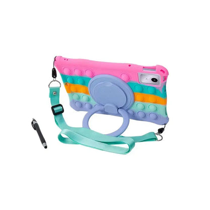 Silicone Case for Lenovo Tab M11 11 inch TB331FC TB330FU Decompression Bubble Rotating Bracket Cover with Shoulder Strap & Pen