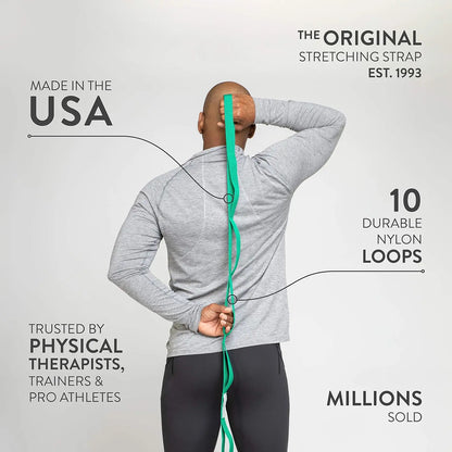 Stretch Out Strap with Exercise Book, USA Made Top Choice Stretch Out Straps for Physical Therapy, Yoga Stretching Strap