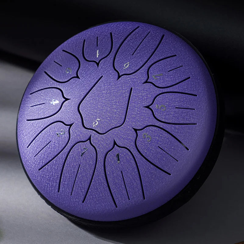 Hluru Glucophone Steel Tongue Drum 6 Inch 11 Notes D Tone Ethereal Drum Music Drum Yoga Meditation Percussion Instrument
