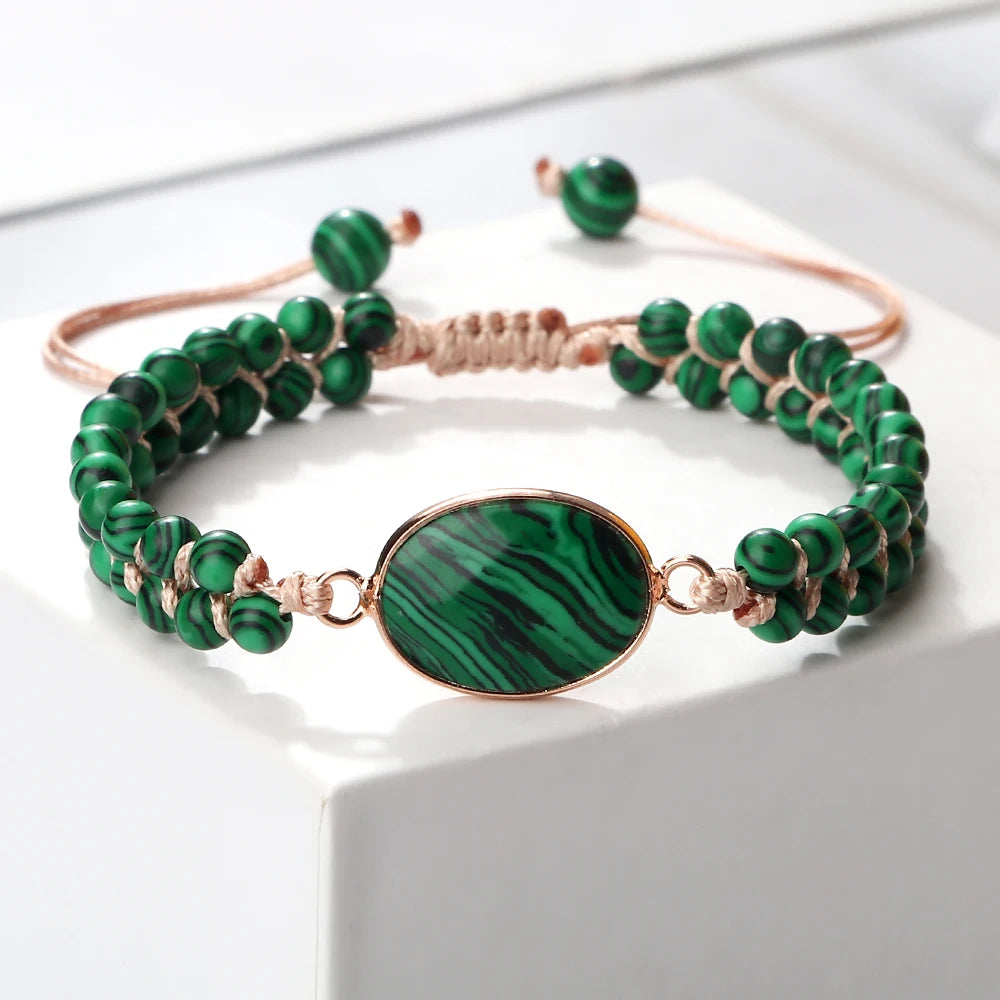 Fashion Green Malachite Bracelets Bangles For Women Men Natural Stone Charm Bracelet Buddhist beads Bracelet Energy Yoga Jewelry