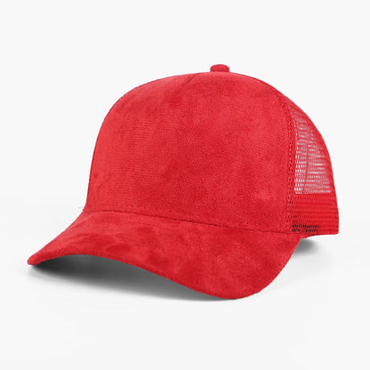 Outdoor 5 panel Suede Trucker Hat Custom Logo Breathable Mesh Solid Color Gorros Sports Cap