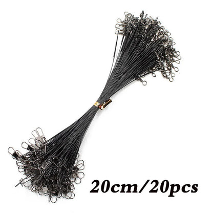 Anti Bite Steel Fishing Line Steel Wire Leader With Swivel Fishing Accessory Lead Core Leash Fishing Wire 15cm 20cm  30cm