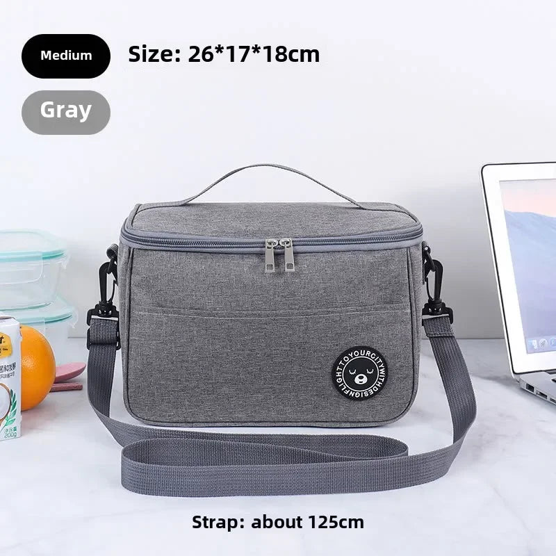 Portable Lunch Bag Food Thermal Box Waterproof Office Cooler Lunchbox With Shoulder Strap Insulated Case Essential for picnics