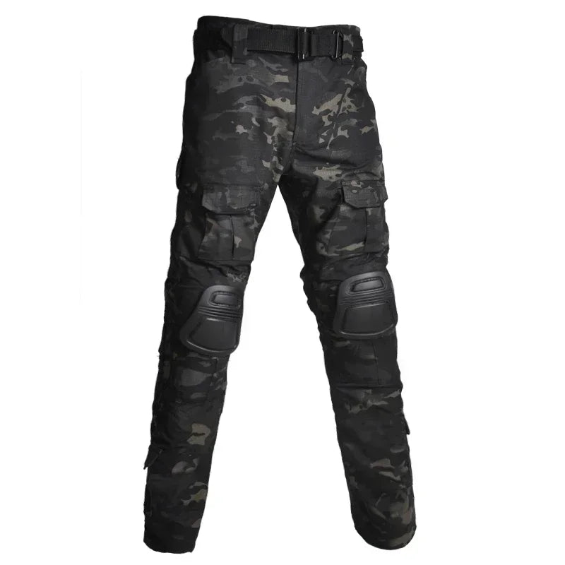Camouflage Tactical Uniform Hunting Shirts Pants with Elbow Knee Pads Outdoor Hiking Training Frog Sets Clothing Ghillie Suits