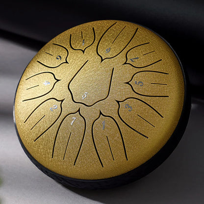 Hluru Glucophone Steel Tongue Drum 6 Inch 11 Notes D Tone Ethereal Drum Music Drum Yoga Meditation Percussion Instrument