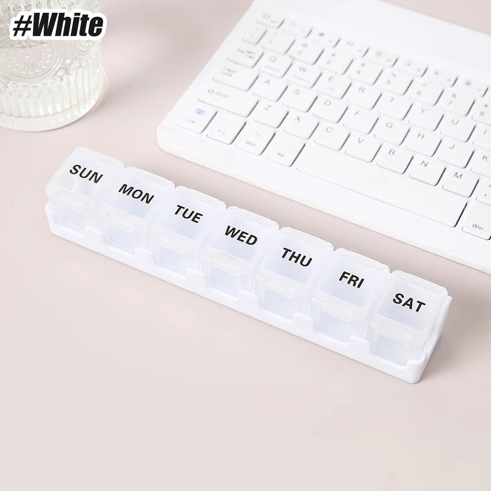 1PCS Small Pill Organizer 7 Day Pill Box 1 Time a Day, Travel Friendly Day Night Vitamin Organizer, Weekly Pill Case Container