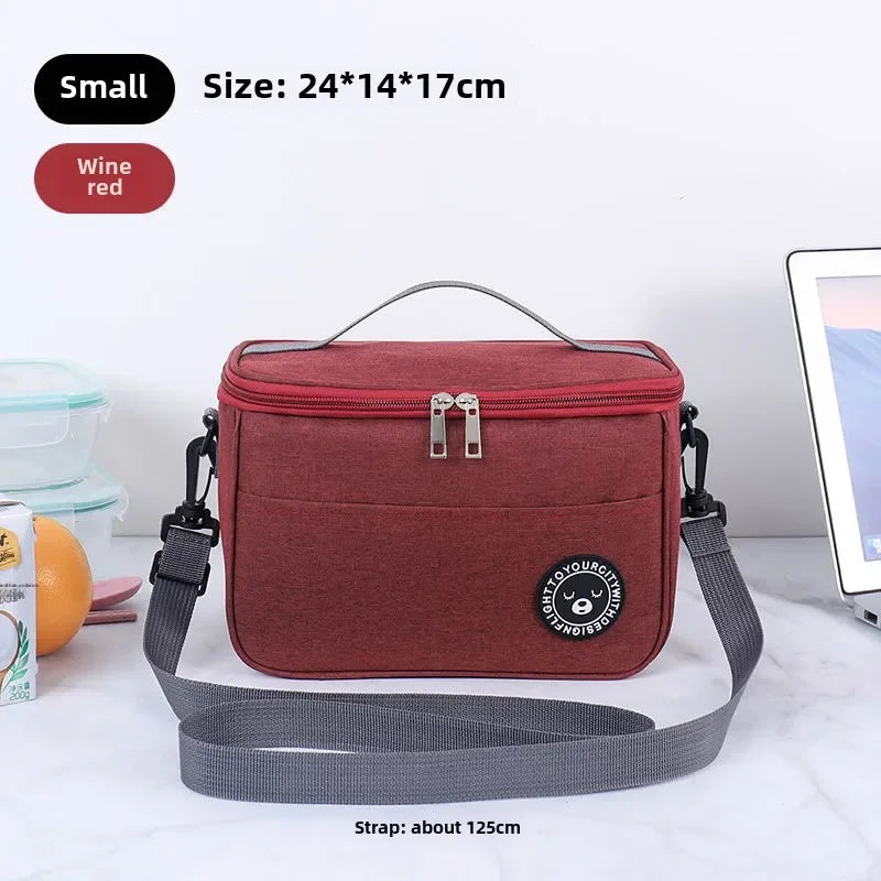 Portable Lunch Bag Food Thermal Box Waterproof Office Cooler Lunchbox With Shoulder Strap Insulated Case Essential for picnics