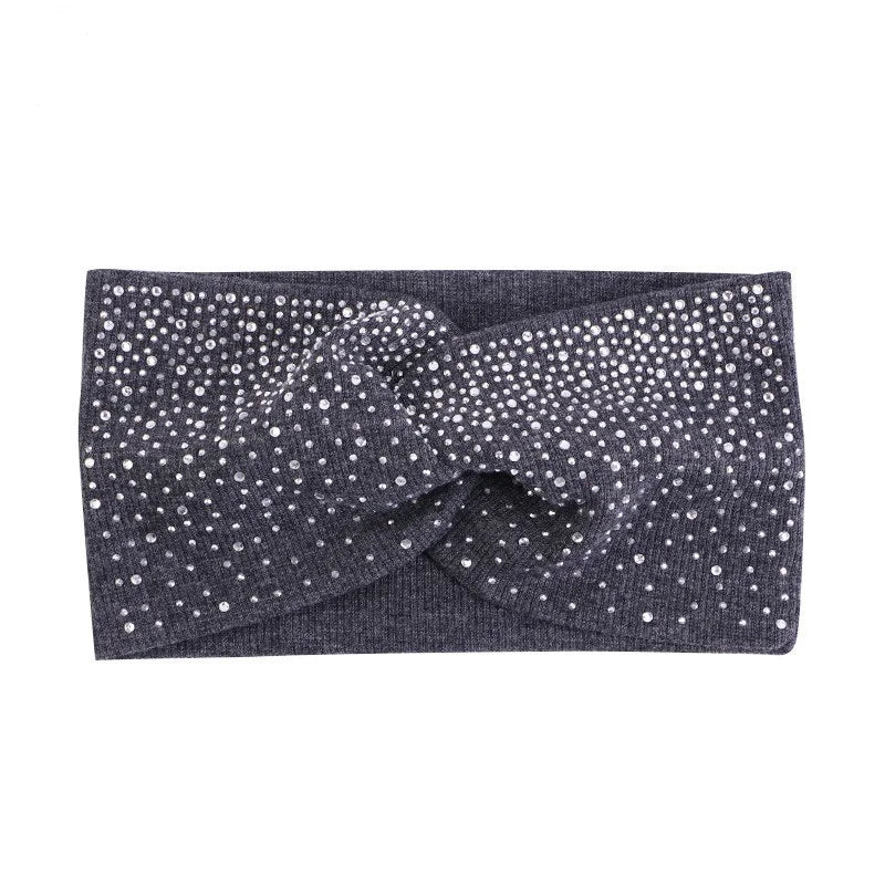 Hot Fix Rhinestone Hair Bands Cotton Yoga Headbands Front Cross Headwrap Women Headbands Headpiece Headwrap Turban Headwear