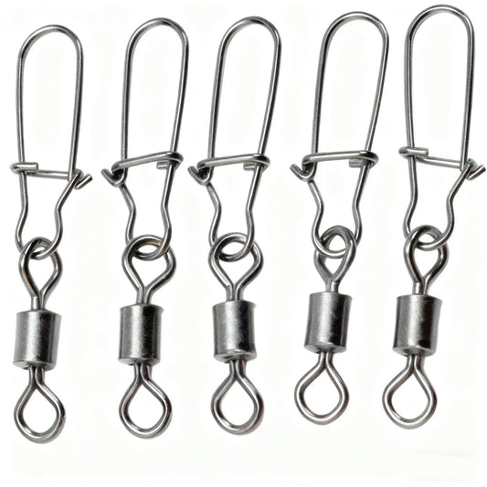 50pcs/box Stainless Steel Fishing Connector Pin Bearing Swivel Fishing Connector Rolling Swivel Lure Hook Accessories Tackle