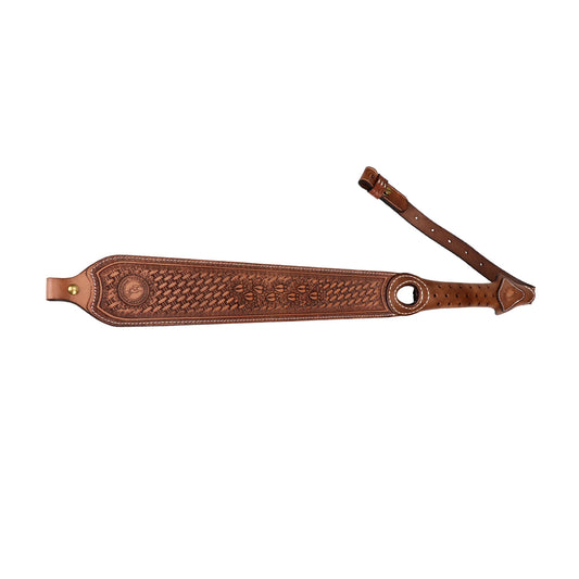 Tourbon Leather Rifle Sling Non-Slip Brown Gun Shoulder Strap Length Adjustable 92cm Shooting Hunting Accessories