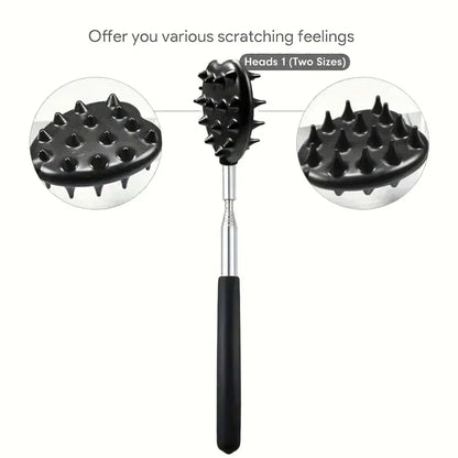 Extendable Cactus Back Scratcher with 1/4-inch & 1/2-inch Spikes, Retractable One-Hand Itch Stick for Men & Women, Durable PVC