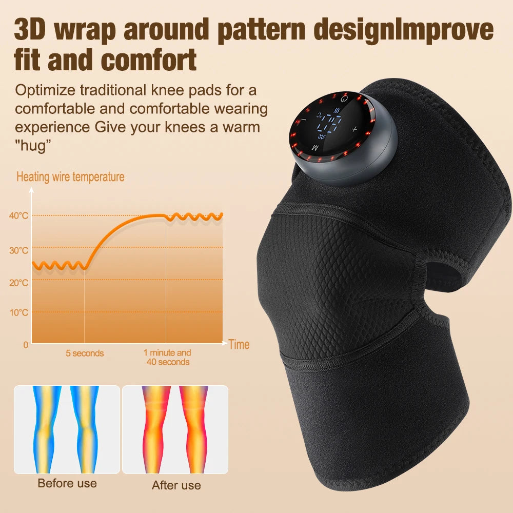 Eletric Heating Massage Knee Pad Vibration Knee Massager for Shoulder Elbow Joint Massage Thermal Knee Pads Blood Circulation