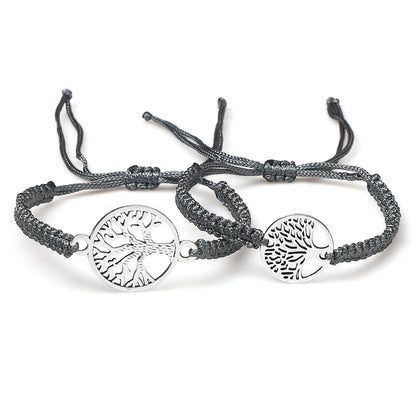 Lucky Red String Braid Bracelets Classic Retro Alloy The Tree of Life Handmade Men Women Kid Wristband Yoga Jewelry Gift Bangles