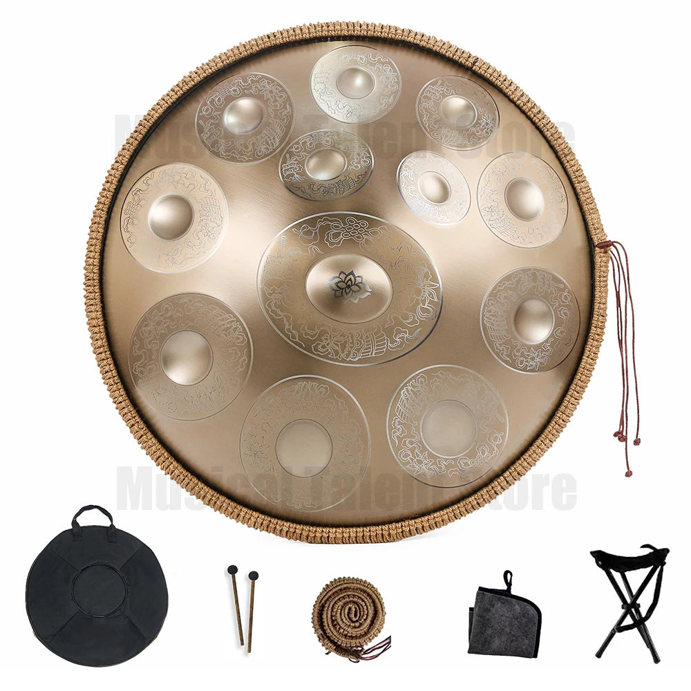 22inch9/10/12notes Steel Tongue Drum,Authentic Handpan,Professional Hand Plate,Meditation,Sound Therapy,yoga,relax