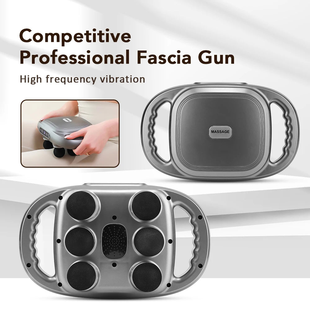 Six Heads Fascia Gun High Frequency Deep Tissue Vibration Muscle Relaxation Neck Waist Massage Professional Fitness Exercise