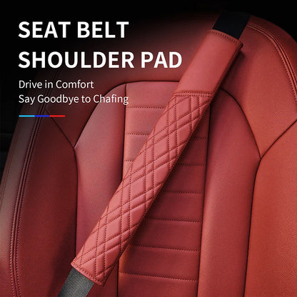 Car Seat Belt Pads Universal Nappa Leather Car Seat Shoulder Strap Pad Cushion Cover Car Belt Protector Safety Belt Cover