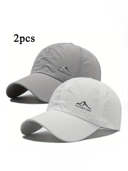 2pcs Sports Baseball Cap, Snow Mountain Print, Quick-drying, Spring Summer Leisure, D Suitable for Both Men and Women