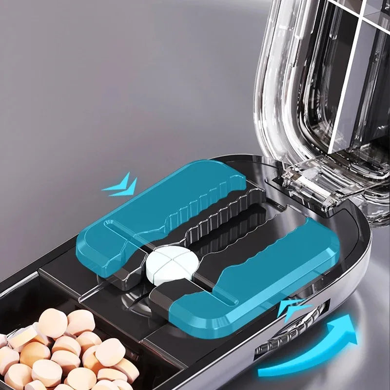 New Quartering Pill Cutter Storage Box Portable Drug Tablet Medicine Dustproof Divider Organizer Crusher 1/2 1/4Pill Cutter