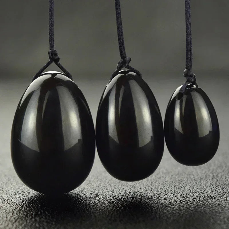 Natural Massage Crystal Stone Black Obsidian Yoni Egg for Kegel Exercise Vaginal Muscle Massage Ben Wa Balls Massage Ball