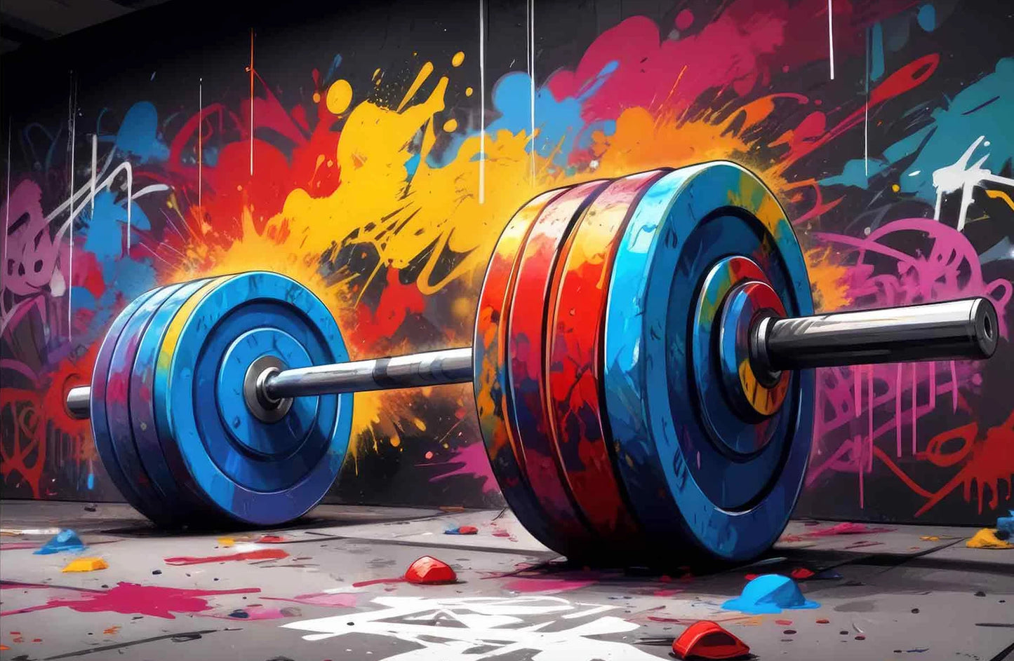 Graffiti Barbell Girl with Dumbbells Canvas Painting Print Sport  Bodybuilding Motivational Poster Wall Art Fitness Gym Decor