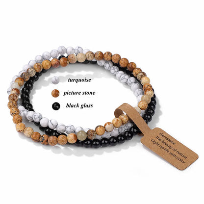 3pcs/Set Natural Stone Beaded Bracelet 4mm Lapis Lazuli Agat Bead Bracelets Couple Yoga Mini Bracelet for Men Women Jewelry Gift