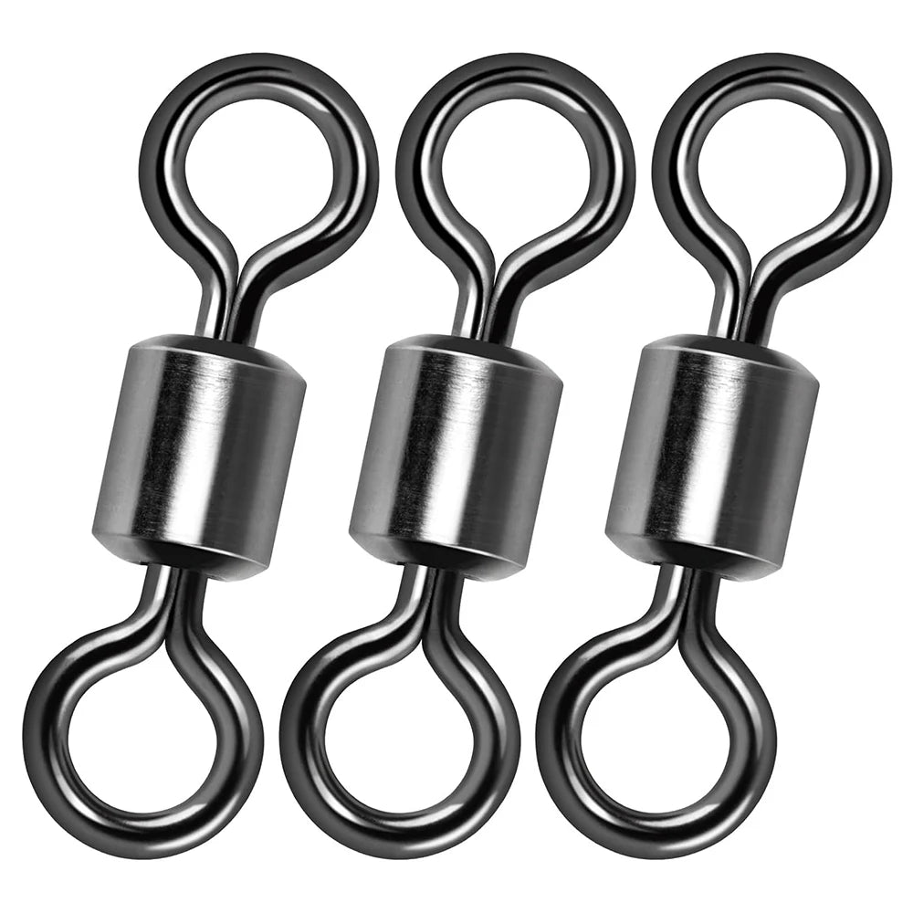 50 pcs Bearing Swivel Fishing Connector Stainless Steel Carp Snap Fishhook Lure Solid Ring Swivel Tackle Equipment Accessories