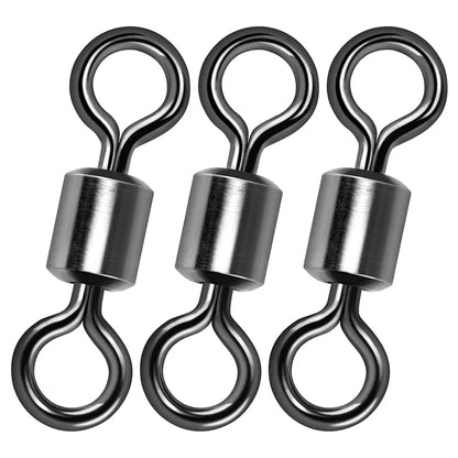 50 pcs Bearing Swivel Fishing Connector Stainless Steel Carp Snap Fishhook Lure Solid Ring Swivel Tackle Equipment Accessories