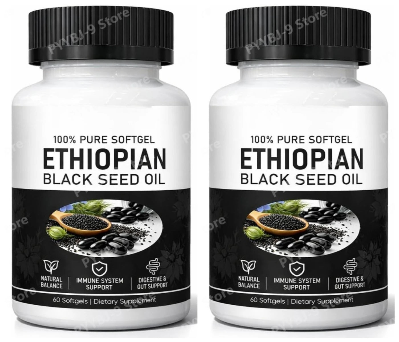 Ethiopian Black Seed Oil Softgels 800mg Cold Pressed Herbal Extract Capsules Daily Wellness Balance Support Non GMO 60 Count