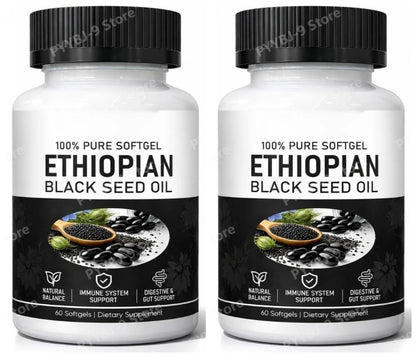 Ethiopian Black Seed Oil Softgels 800mg Cold Pressed Herbal Extract Capsules Daily Wellness Balance Support Non GMO 60 Count