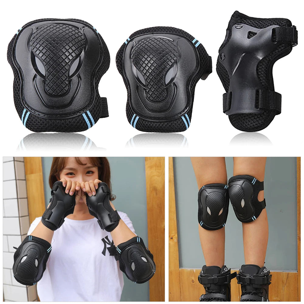 6PCS Kids Teens Adults Knee Pads Elbow Pads Wrist Guards Safety Protective Gear Set for Skateboard Cycling Riding Roller Skating