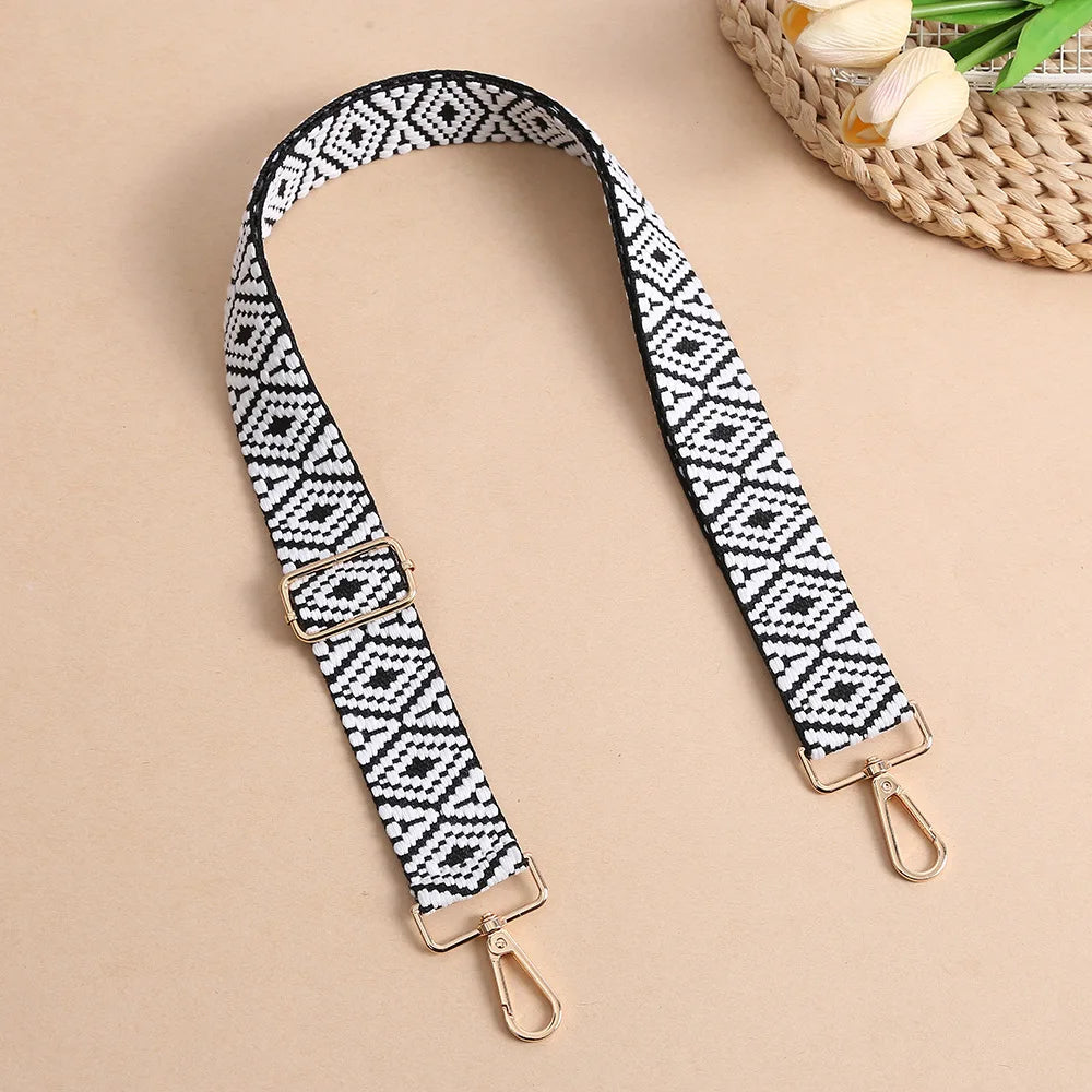1 Piece 1.50inch Wide Adjustable Handbag Purse Strap Replacement Crossbody Shoulder Strap Geometry Pattern Jacquarded Strap