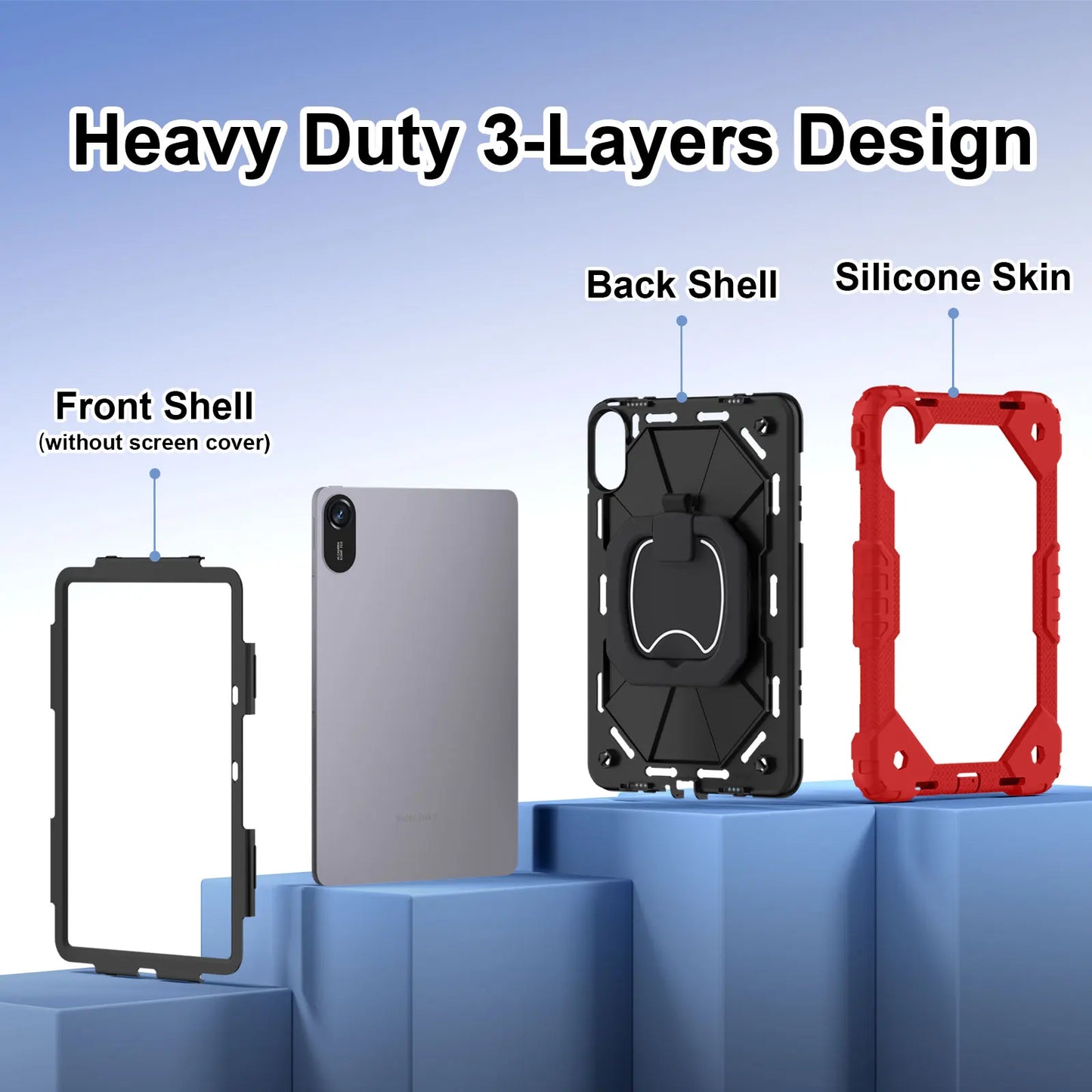 Heavy Duty Case for Xiaomi Redmi Pad 2 11 inch 2025 Shockproof Rotating Stand Cover for Redmi Pad 2 11" with Shoulder Strap